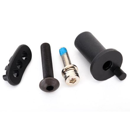 Traxxas Motor mount hinge post/ fixed gear adapter/ 5x25mm BCS (1)/ 4x16mm CS with split and flat washer (1)