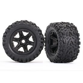   Traxxas Tires & wheels, assembled, glued (black wheels, Talon EXT tires, foam inserts) (2) (17mm splined) (TSM rated)