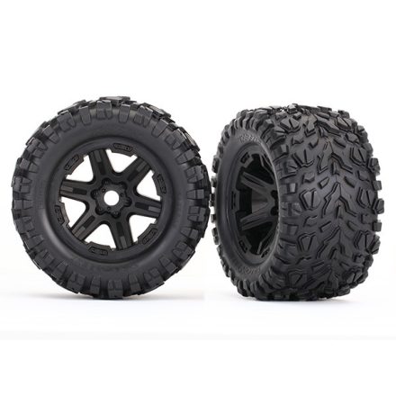 Traxxas Tires & wheels, assembled, glued (black wheels, Talon EXT tires, foam inserts) (2) (17mm splined) (TSM rated)