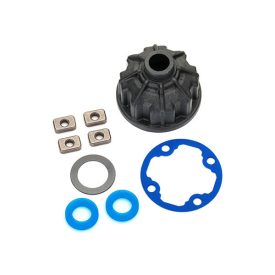   Traxxas Carrier, differential (heavy duty)/ x-ring gaskets (2)/ ring gear gasket/ spacers (4)/ 12.2x18x0.5 PTFE-coated washer (1)