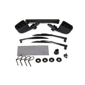   Traxxas Mirrors, side, black (left & right)/ o-rings (4)/ windshield wipers, left, right, & rear/ wiper retainers (2)/ body clips (4)/ 1.6x5 BCS (self-tapping) (3)