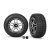 Traxxas Tires and wheels, assembled, glued (2.6" black, satin chrome-plated Mercedes-Benz® G 500® 4x4² wheels, 4.6x2.6" tires) (2)/ center caps (2) (requires #8255A extended stub axle)