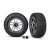 Traxxas Tires and wheels, assembled, glued (2.6" black, satin chrome-plated Mercedes-Benz® G 500® 4x4² wheels, 4.6x2.6" tires) (2)/ center caps (2) (requires #8255A extended stub axle)