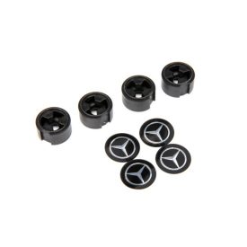   Traxxas Center caps, Mercedes-Benz® G 500® 4x4² wheel (black) (4) (requires #8255A extended stub axle)