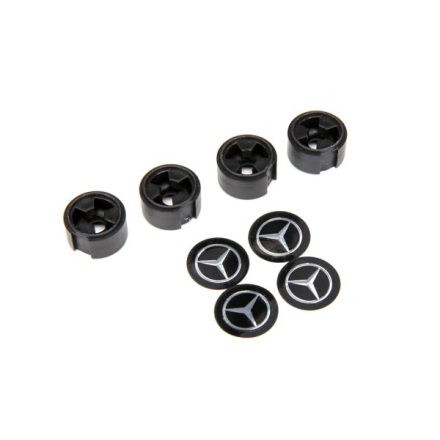 Traxxas Center caps, Mercedes-Benz® G 500® 4x4² wheel (black) (4) (requires #8255A extended stub axle)