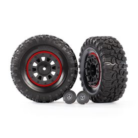   Traxxas Tires and wheels, assembled, glued (2.2" black Mercedes-Benz® G 63® wheels, Canyon RT 4.6x2.2" tires) (2)/ center caps (2)/ beadlock rings (2) (requires #8255A extended stub axle)