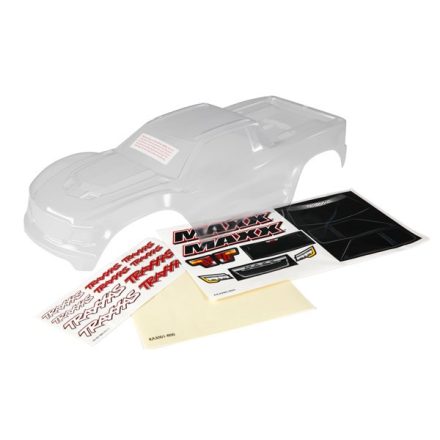 Traxxas Body, Maxx® (clear, requires painting)/ window masks/ decal sheet