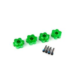   Traxxas Wheel hubs, hex, aluminum (green-anodized) (4)/ 4x13mm screw pins (4)
