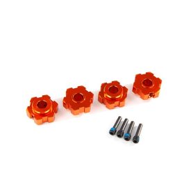   Traxxas Wheel hubs, hex, aluminum (orange-anodized) (4)/ 4x13mm screw pins (4)