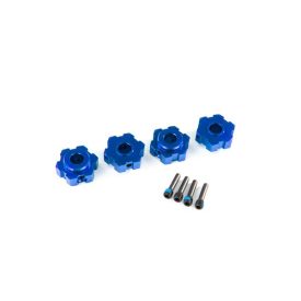   Traxxas Wheel hubs, hex, aluminum (blue-anodized) (4)/ 4x13mm screw pins (4)