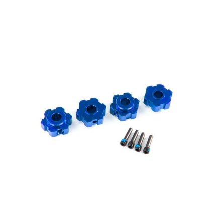 Traxxas Wheel hubs, hex, aluminum (blue-anodized) (4)/ 4x13mm screw pins (4)