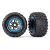 Traxxas Tires & wheels, assembled, glued (black, blue beadlock style wheels, Maxx® MT tires, foam inserts) (2) (17mm splined) (TSM® rated)