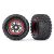 Traxxas Tires & wheels, assembled, glued (black, red beadlock style wheels, Maxx® MT tires, foam inserts) (2) (17mm splined) (TSM® rated)