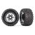 Traxxas Tires & wheels, assembled, glued (black, satin chrome beadlock style wheels, Maxx® MT tires, foam inserts) (2) (17mm splined) (TSM® rated)