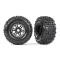 Traxxas Tires & wheels, assembled, glued (black wheels, dual profile (2.8" outer, 3.6" inner), Sledgehammer™ tires, foam inserts) (2) (17mm splined) (TSM® rated)