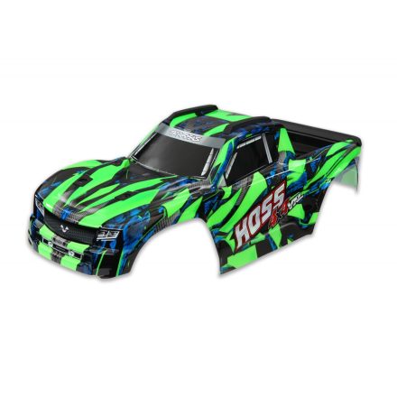 Traxxas  Body, Hoss™ 4X4 VXL, green/ window, grille, lights decal sheet (assembled with front & rear body mounts and rear body support for clipless mounting)