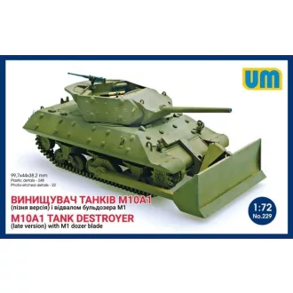   Unimodels M10A1 tank destroyer (late)with M1 dozer blade katonai jármű makett