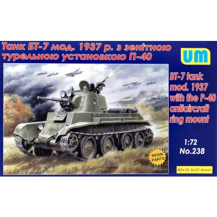 Unimodels BT-7 tank mod. 1937 with the P-40 anti-aircraft ring mount makett