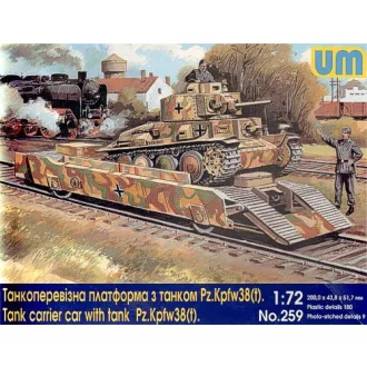 Unimodels Tank carrier car with Pz.Kpfw. 38(t) makett