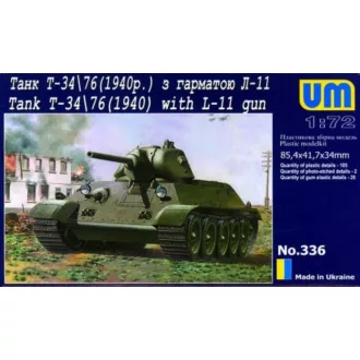 Unimodels T-34/76 with gun L-11 (1940) löveg makett