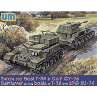   Unimodels Retriever on T-34 basis with SPG Su-76 repülő makett