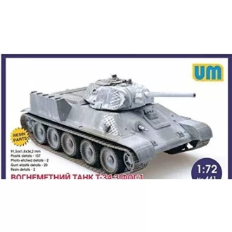   Unimodels T-34 flame-throwing tank with FOG-1 harcjármű makett