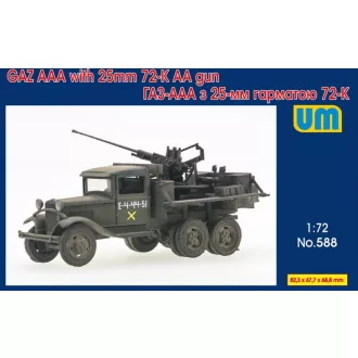 Unimodels Truck GAZ-AAA with 25mm 72-K AA gun makett