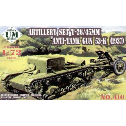 Unimodels Artillery T-26T 45mm Antitank gun 53-K (1937) makett