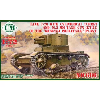   Unimodels T-26 tank cylindrical turret and 76.2mm gun KT-28, rubber tracks makett