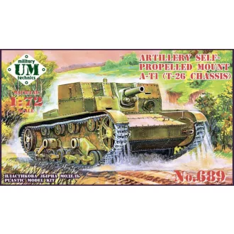   Unimodels AT-1 Soviet artillery self-propelled gun, rubber tracks harcjármű makett