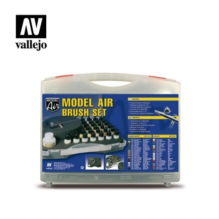 Vallejo Model Air Camouflage Colors & Airbrush Set (30 x 17ml)