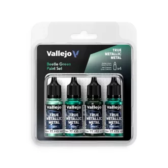   Vallejo - True Metallic Metal: Beetle Green Paint Set (4) festékszett
