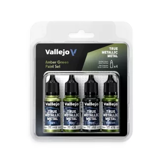   Vallejo - True Metallic Metal: Amber Green Paint Set (4) festékszett