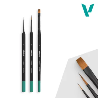   Vallejo Starter Set (Round No.1 & 3/0 Triangular Handle, Flat No.4, synthetics) ecset szett
