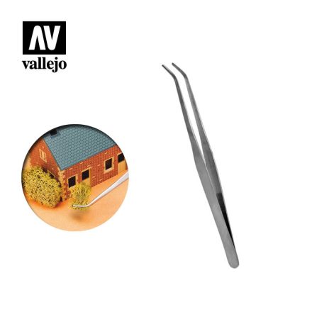 Vallejo Curved Tip Stainless Steel Tweezers (175 mm)