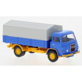   Wiking MAN 415, blue/yellow, flatbed platform trailer-truck, 1960