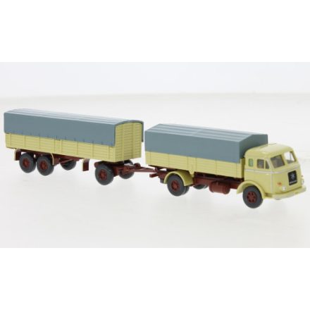 Wiking Henschel Pritschenhängerzug, beige, 1955