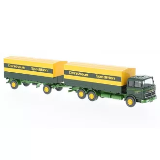   Wiking Mercedes 2223, Transport Denkhaus, Pritschenhängerzug