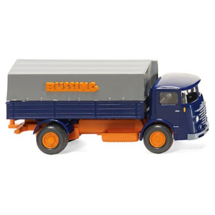 Wiking Büssing 4500, blue/orange, Büssing, flatbed platform trailer-truck