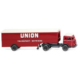   Wiking Henschel box wagon truck trailer, Union Transport, 1955