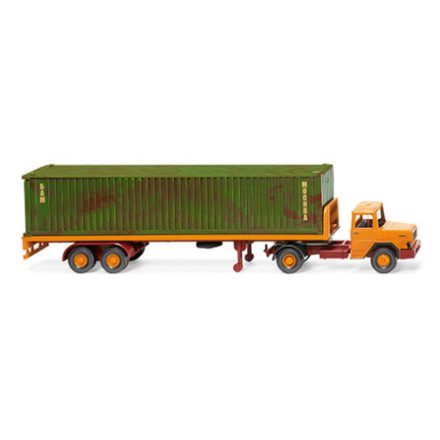 Wiking Magirus Flachpritschensattelzug, orange, with container