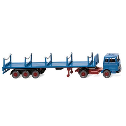 Wiking Mercedes flat beded trailer with stacks, blue, 1968