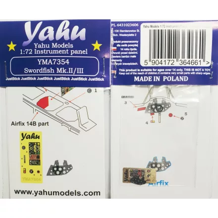 Yahu Models Fairey Swordfish Mk.II / Mk.III - Pre-Painted Instrument Panel (Airfix)