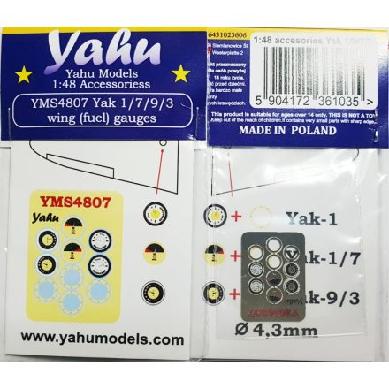 Yahu Models Yak 1/7/9/3 wing (fuel) gauges