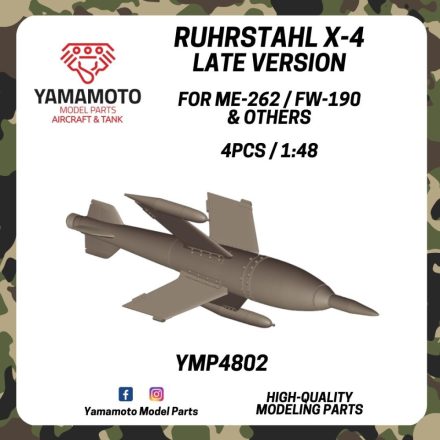 Yamamoto Model Parts Ruhrstahl X-4 Late For ME-262 / FW-190 & Others 4 pcs.
